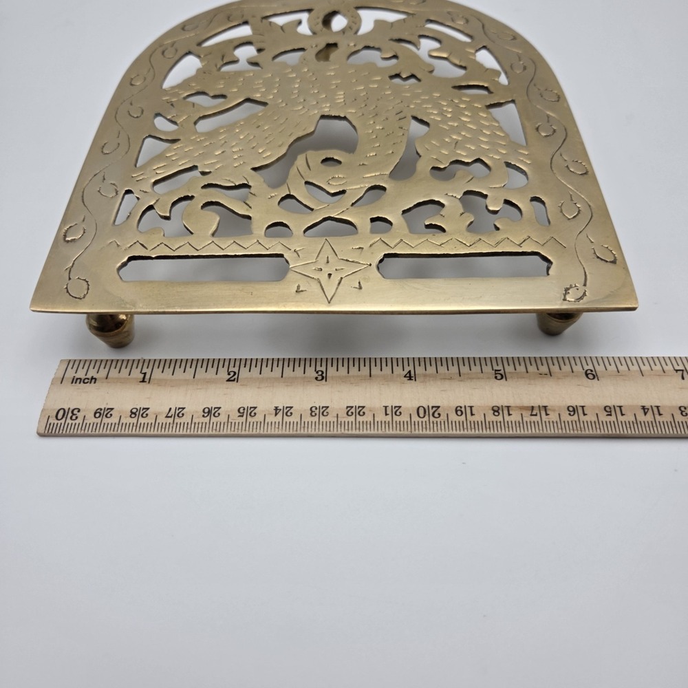 Vintage Mottahedeh Metropolitan Museum Of Art Brass Eagle Phoenix Trivet India - Picture 11 of 11